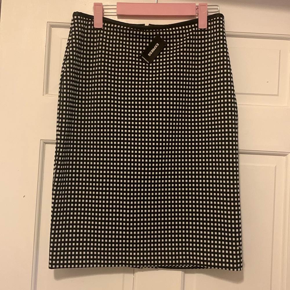 Express Black & White Checkered Pencil Skirt Size 10